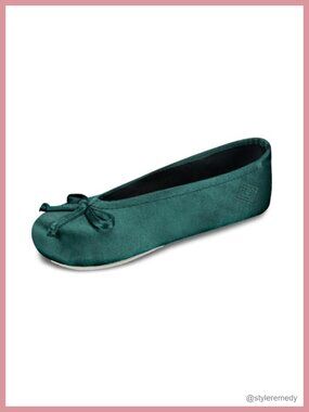 Satin Ballerina Slippers Ribbon Bow Suede Sole Flexible Womens